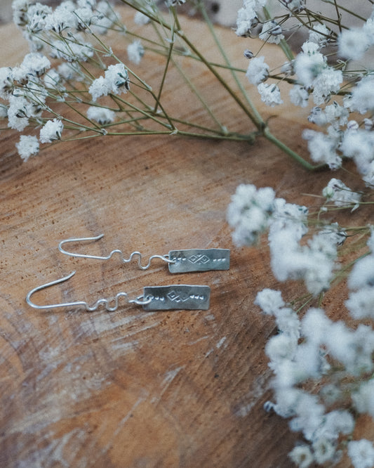 Earthen May Small and Sweet Boho Earrings- handmade, rustic, sterling silver