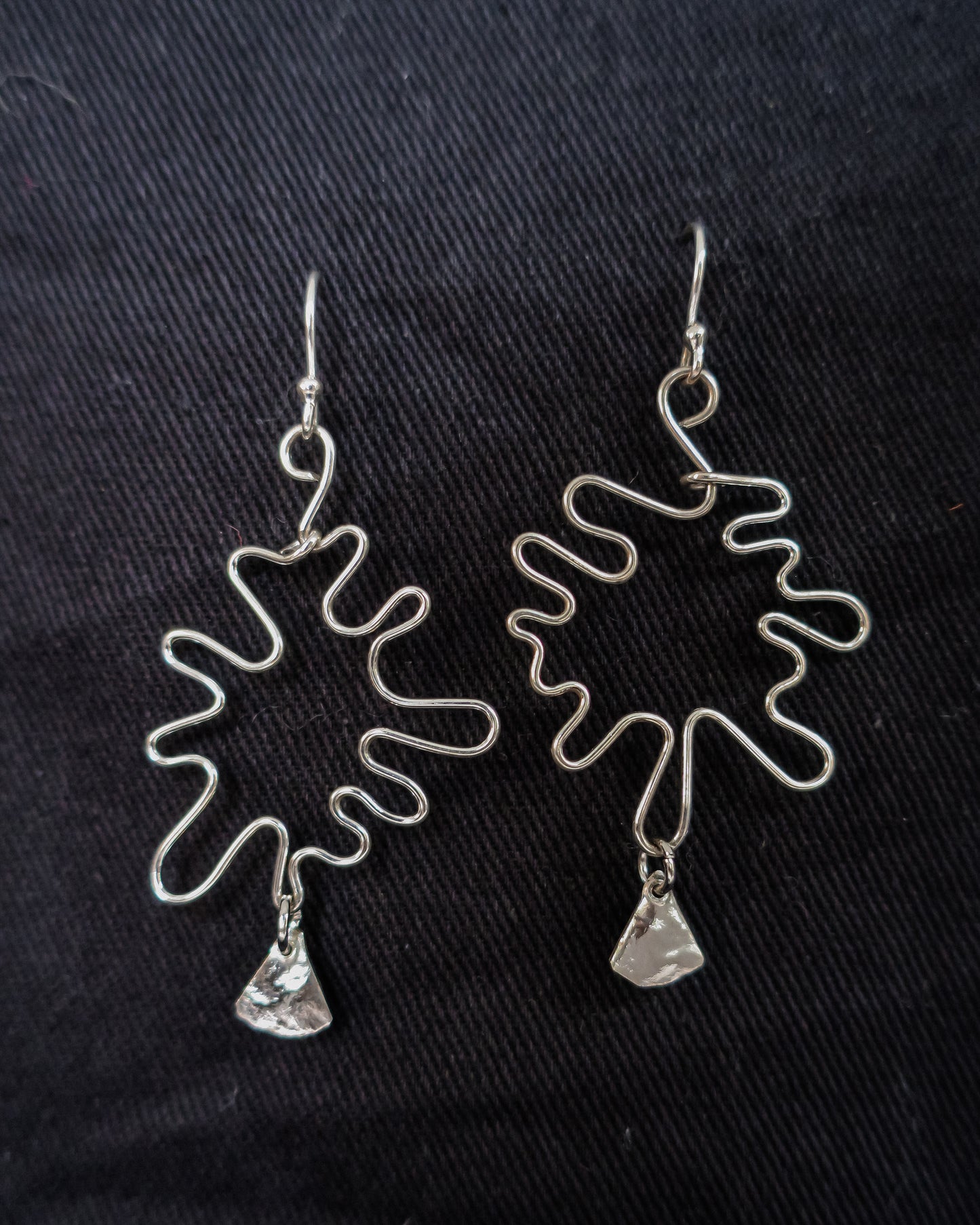 Earthen May Squiggle drop earrings- sterling silver, funky, delicate, statement jewellery