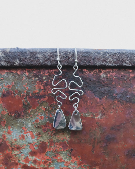 Earthen May. Zig-zag Jig-jag earrings. Sterling silver, wire, handmade, quirky