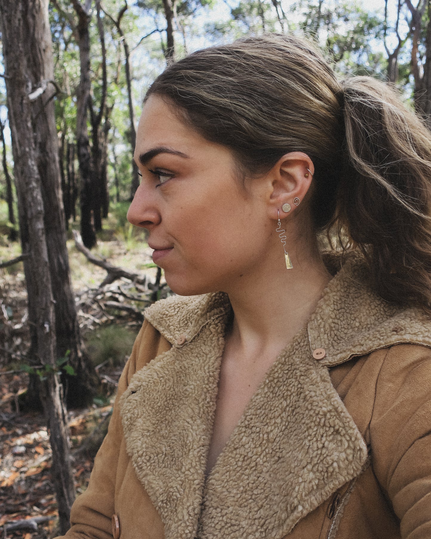 Earthen May. Smooth and Jagged Dangle Earrings. Handmade, sterling silver.