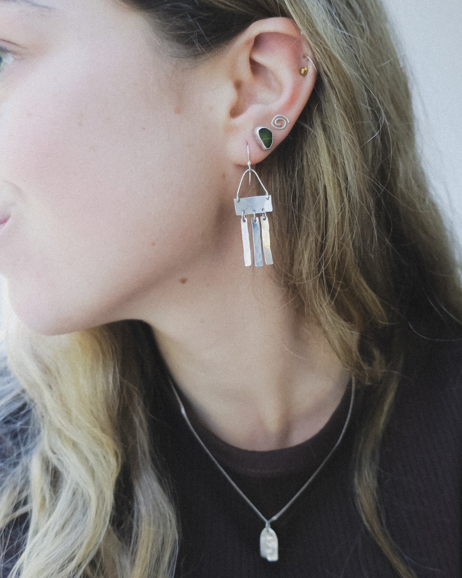 Rustic Textured Chime Earrings. Sterling silver, boho earrings ...