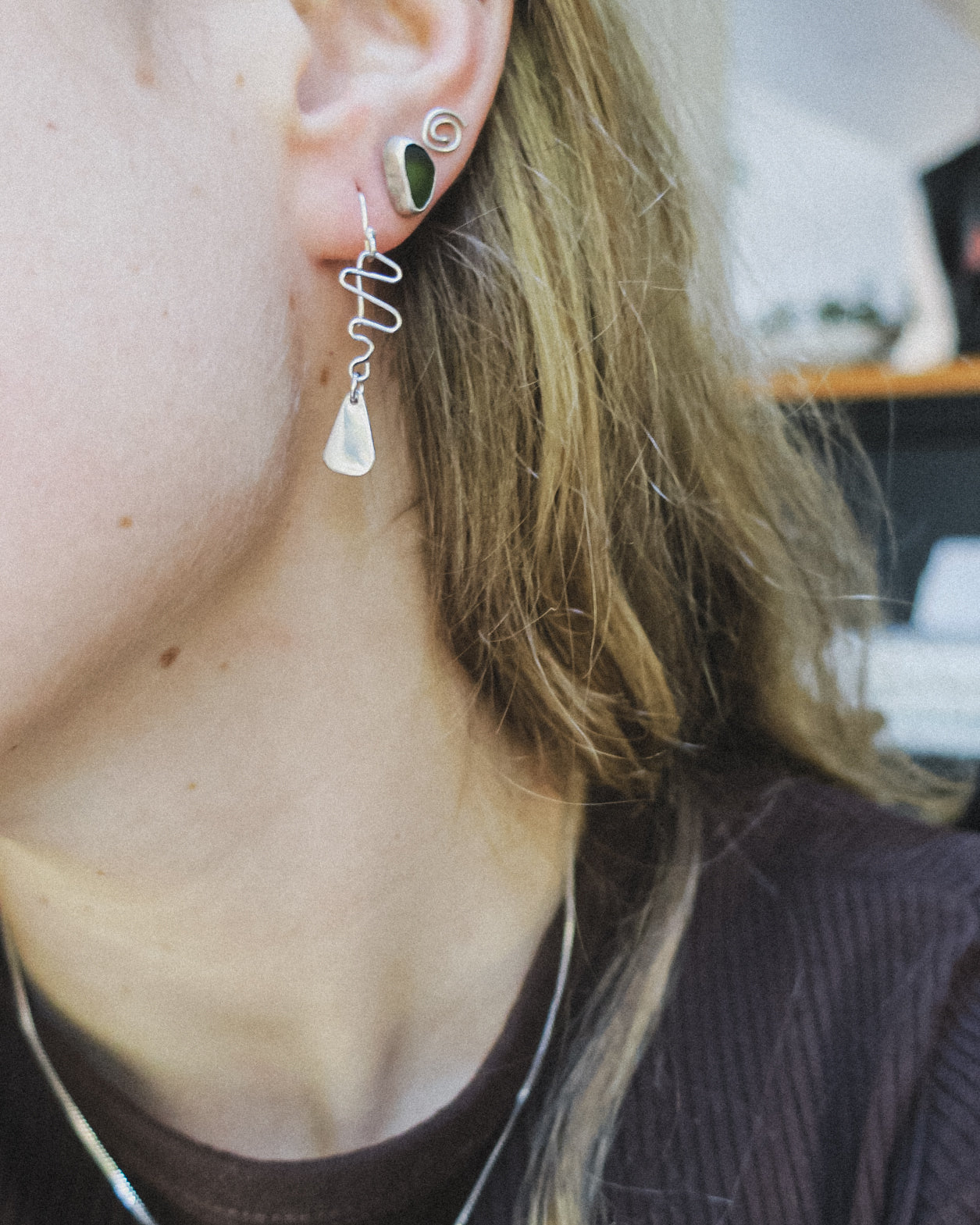 Jagged Wire Dangle Earrings