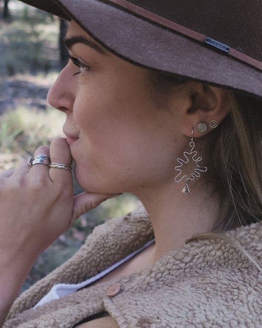 Earthen May Squiggle drop earrings- sterling silver, funky, delicate, statement jewellery