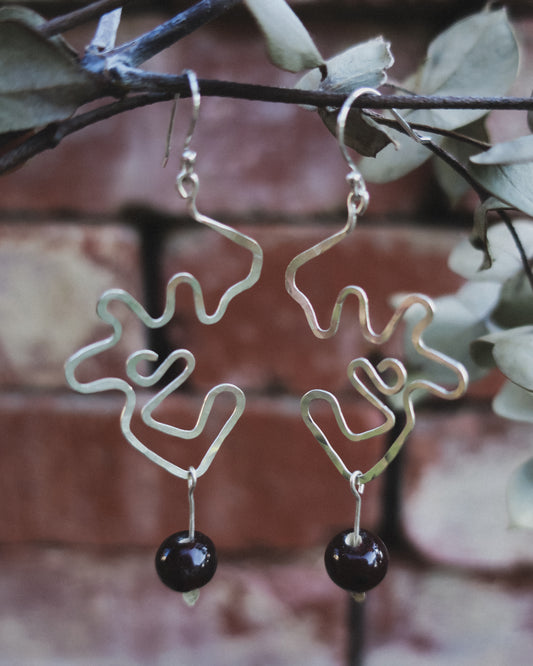 Earthen May Funky Squiggle Drop Statement Earrings- handmade silver jewellery