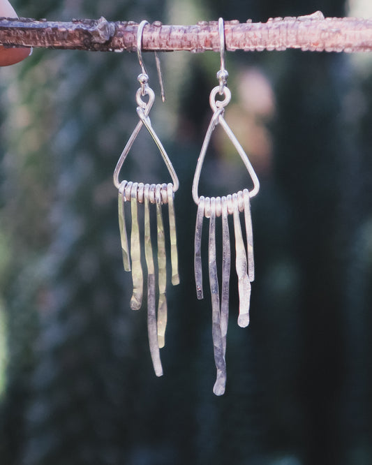 Earthen May-Artisan sterling silver 925 handmade dangle earrings, dainty and boho